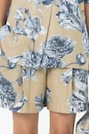 Sobariko_Beige Linen Floral Print Blazer And Shorts Set _at_Aza_Fashions