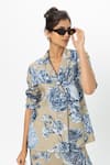 Sobariko_Blue Linen Floral Print Blazer And Pant Set _Online_at_Aza_Fashions