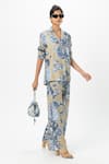 Shop_Sobariko_Blue Linen Floral Print Blazer And Pant Set _Online_at_Aza_Fashions