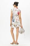 Shop_Sobariko_White Linen V-neck Floral Print Jacket Shorts Set _at_Aza_Fashions