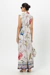 Shop_Sobariko_White Linen Collared Floral Print Jacket Pant Set _at_Aza_Fashions