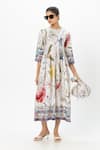 Sobariko_White Linen Round Neck Alicia Pleated Midi Dress _Online_at_Aza_Fashions