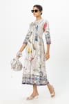 Buy_Sobariko_White Linen Round Neck Alicia Pleated Midi Dress _Online_at_Aza_Fashions