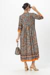 Shop_Sobariko_Multi Color Linen Round Neck Koishi Pleated Midi Dress _at_Aza_Fashions