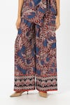 Sobariko_Blue Linen Collared Deniz Twist Co-ord Set _Online_at_Aza_Fashions