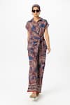 Buy_Sobariko_Blue Linen Collared Deniz Twist Co-ord Set _Online_at_Aza_Fashions
