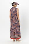 Shop_Sobariko_Blue Linen Open , Crew Deniz Layered Co-ord Set _at_Aza_Fashions