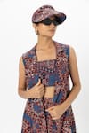 Buy_Sobariko_Blue Linen Open , Crew Deniz Layered Co-ord Set 