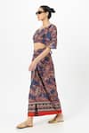 Sobariko_Blue Linen Off-shoulder Deniz Tulip Skirt Set _Online_at_Aza_Fashions
