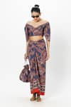 Buy_Sobariko_Blue Linen Off-shoulder Deniz Tulip Skirt Set _Online_at_Aza_Fashions