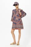 Sobariko_Blue Linen Keyhole Neck Deniz Shift Dress _Online_at_Aza_Fashions