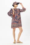 Buy_Sobariko_Blue Linen Keyhole Neck Deniz Shift Dress _Online_at_Aza_Fashions