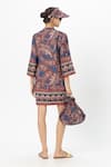 Shop_Sobariko_Blue Linen Keyhole Neck Deniz Shift Dress _at_Aza_Fashions