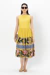 Buy_Sobariko_Yellow Linen Round Neck Serena Midi Dress _at_Aza_Fashions