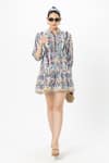 Buy_Sobariko_Multi Color Linen Tassels Round Neck Chloe Cinched Dress _at_Aza_Fashions