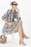 Buy_Sobariko_Multi Color Linen Tassels Round Neck Chloe Cinched Dress _Online_at_Aza_Fashions