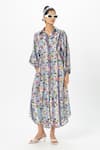 Buy_Sobariko_Multi Color Linen Collared Chloe Multicolor Midi Dress _at_Aza_Fashions