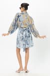 Shop_Sobariko_Blue Linen Collared Floral Print 2 In 1 Dress _at_Aza_Fashions