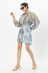 Buy_Sobariko_Blue Linen Collared Floral Print 2 In 1 Dress _Online_at_Aza_Fashions