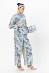 Buy_Sobariko_Blue Linen, Cotton Collared Floral Print Co-ord Set _at_Aza_Fashions