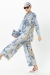 Sobariko_Blue Linen, Cotton Collared Floral Print Co-ord Set _Online_at_Aza_Fashions