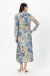 Shop_Sobariko_Beige Linen V-, Open Floral Print Trench Dress Set _at_Aza_Fashions