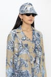 Buy_Sobariko_Beige Linen V-, Open Floral Print Trench Dress Set _Online_at_Aza_Fashions