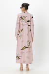Shop_Sobariko_Pink Linen Embroidery V-neck, Collared Jasmine Trench Dress Set _at_Aza_Fashions