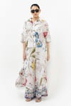 Buy_Sobariko_White Linen Collared Floral Print Alicia Co-ord Set _Online_at_Aza_Fashions