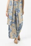 Shop_Sobariko_Beige Linen Collared, Square Neck Floral Print Layered Co-ord Set _Online_at_Aza_Fashions