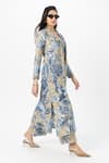 Buy_Sobariko_Beige Linen Open , Scoop Floral Print Trench Pant Set _Online_at_Aza_Fashions