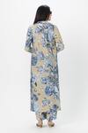 Shop_Sobariko_Beige Linen Open , Scoop Floral Print Trench Pant Set _at_Aza_Fashions