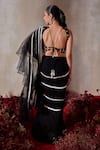 Shop_Tarini Vij_Black Georgette, Organza Embroidery Round Neck Pre-draped Saree With Blouse _at_Aza_Fashions