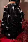 Buy_Tarini Vij_Black Georgette Beads, Sequins, Pearls, Embroidery Sweetheart Neck Lehenga Set _Online_at_Aza_Fashions