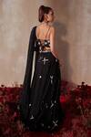 Shop_Tarini Vij_Black Georgette Beads, Sequins, Pearls, Embroidery Sweetheart Neck Lehenga Set _at_Aza_Fashions
