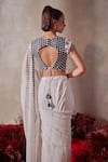 Tarini Vij_White Georgette Embroidery Round Neck Pre-draped Lehenga Saree With Blouse _Online_at_Aza_Fashions