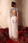 Shop_Tarini Vij_White Georgette Embroidery Round Neck Pre-draped Lehenga Saree With Blouse _at_Aza_Fashions
