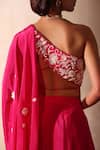 Tarini Vij_Pink Crepe Beads, Pearls, Sequins, Embroidery Designer Pre-draped Lehenga Saree _at_Aza_Fashions