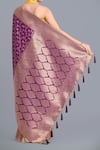 Shop_Samyukta Singhania_Purple Zari Halter Neck Banarasi Silk Saree And Blouse Set _at_Aza_Fashions