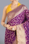 Buy_Samyukta Singhania_Purple Zari Halter Neck Banarasi Silk Saree And Blouse Set 