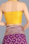 Samyukta Singhania_Purple Zari Halter Neck Banarasi Silk Saree And Blouse Set _Online