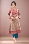 Buy_Debyani + Co_Multi Color Silk Embroidery Round Neck Kurta Set _at_Aza_Fashions