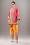 Buy_Debyani + Co_Pink Silk Zari, Embroidery Round Neck Zardozi Kurta With Salwar _at_Aza_Fashions