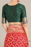 Buy_Samyukta Singhania_Red Brocade, Silk Tassels V-neck Banarasi Saree And Blouse Set 
