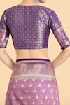 Naintara Bajaj_Lavender Zari V-neck Banarasi Silk Saree Set _at_Aza_Fashions