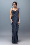 Buy_Tarun Tahiliani_Black Sequins Pre-draped Saree _at_Aza_Fashions