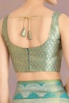 Samyukta Singhania_Yellow Embroidery Square Neck Banarasi Tissue Silk Saree Set _Online
