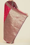 Shop_Samyukta Singhania_Pink Embroidery, Zari V-neck Banarasi Silk Saree Set _at_Aza_Fashions