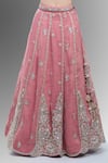 Samyukta Singhania_Pink Tissue Embroidery, Zari, Beads, Sequins, Stones Classic Lehenga Set _Online_at_Aza_Fashions