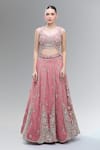 Buy_Samyukta Singhania_Pink Tissue Embroidery, Zari, Beads, Sequins, Stones Classic Lehenga Set _Online_at_Aza_Fashions